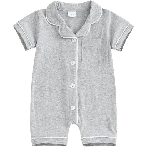 Baby Boy Girl Pajamas Romper Cute Short Sleeve Button Down Jumpsuit Sleepwear Infant Sleepers