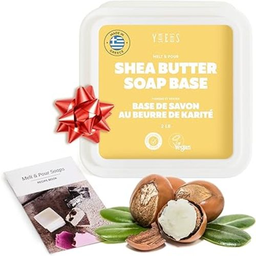 Skin Said Yes Shea Butter Soap Base - 2Lb Melt and Pour Soap Making Supplies with Organic Shea Butter - No Palm Oil, Vegan, Antioxidant-Rich and Gentle on the Skin - Crafting Recipe Book Included