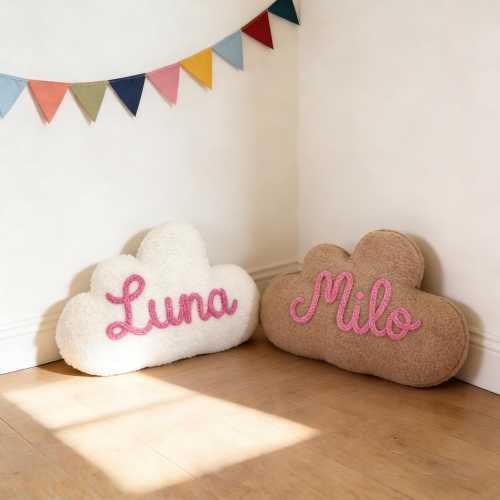 Personalized Cloud Pillow with Embroidered Name, Custom Name Cushion for Nursery, Kids Room Decor Gift