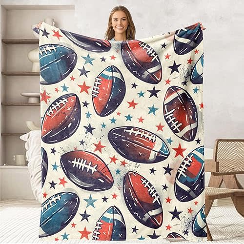 Football Throw Blanket for Boys & Girls, Gifts for Adults & Kids, Home Decor, Flannel Blanket 50"x60"