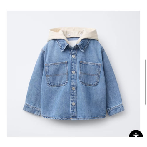 DENIM OVERSHIRT WITH DETACHABLE HOOD - Mid-blue | ZARA United States
