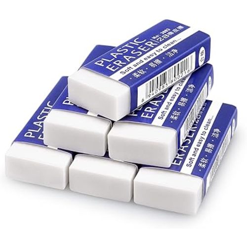 Tamaki 6 Pack Erasers, Large White Erasers for School Office, Art Eraser for Drawing