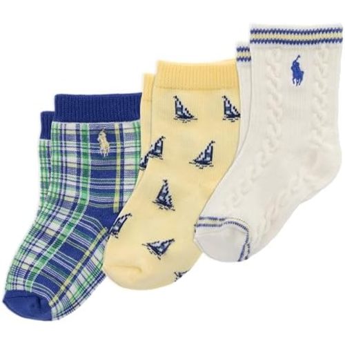 Polo Ralph Lauren Baby Boy’s Nautical Sailing Ankle Socks - 3 Pair Pack