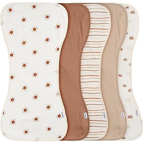Gerber Baby Unisex Burp Cloths 5-Pack, Rust Tan, Size 10.5" x 21"