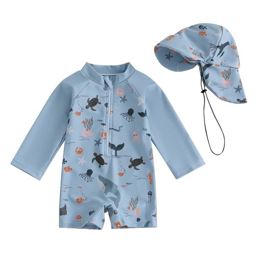 Amazon.com: Hnyenmcko Baby/Toddler Boy Rash Guard Swimsuit Long Sleeve One Piece Zipper Swimwear Sunsuit Infant Bathing Suit Beachwear (Animal-Beige, 6-12 Months): Clothing, Shoes & Jewelry