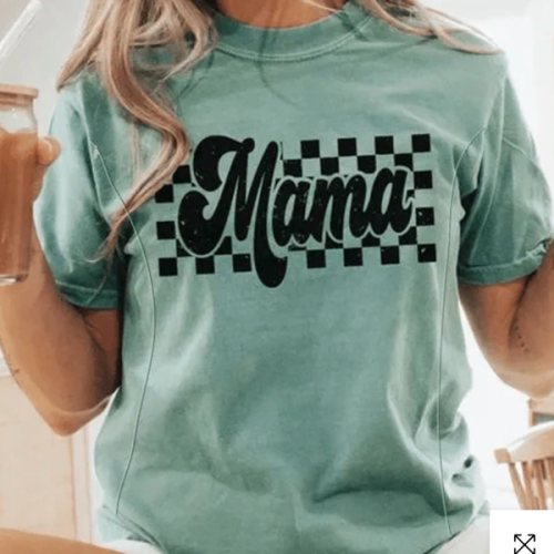 Distressed Retro Checkered Mama Nursing T-shirt