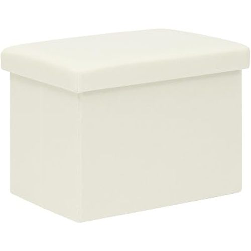 B FSOBEIIALEO Folding Storage Ottoman, 16.5" Linen Ottomans, White