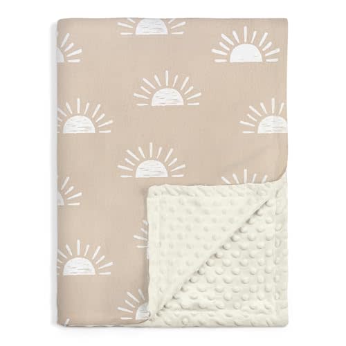 Sun Minky Baby Blanket 30 x 40 Inches for Boys Girls, Soft Plush Receiving Blanket with Dotted Back, Gift for Toddler Newborn Infant Christmas Birthday Baby Shower