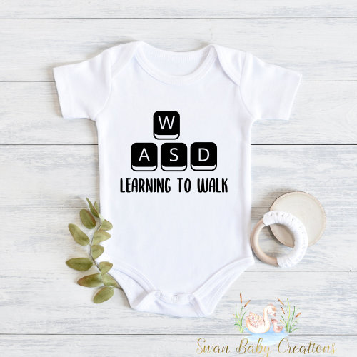 Gamer Baby Bodysuit: Learning to Walk, WASD Keys