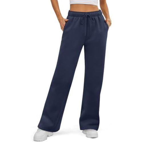 ATHMILE Womens Sweatpants 2025 Fall Baggy Wide Leg Sweatpant Fleece Lined Straight Leg Sweat Pants