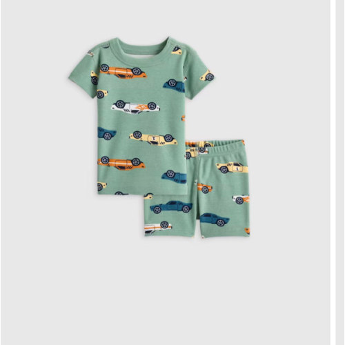 100% Organic Cotton Short Sleeve and Shorts Pajama Set in Racecars