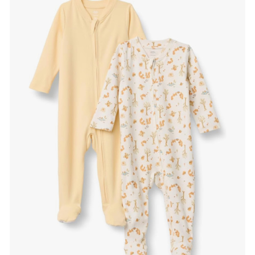 Amazon Essentials x Sofia Grainge Unisex Babies' Cotton Footed Sleep and Play One-piece Bodysuit, Pack of 2