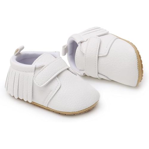SOFMUO Baby Boys Girls High Top Ankle PU Leather Sneakers Soft Rubber Sole Infant Moccasins Newborn Oxford Loafers Anti-Slip Toddler Wedding Uniform Dress Shoes