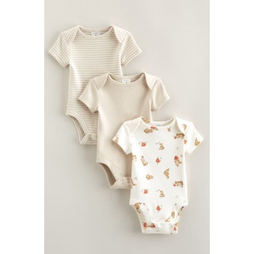 Assorted 3-Pack Cotton Bodysuits, 12 M