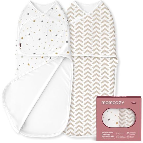 Momcozy Swaddles for Newborns, Quiet Fastner Suitable for Infant 0-3 Months, New-Parent-Friendly Swaddle Sack, Reduce Startle Reflex, Newborn Boys Girls Registry Essentials, 2-Pack, Wonder