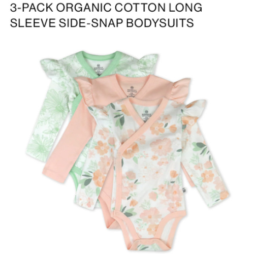3-Pack Organic Cotton Long Sleeve Side-Snap Bodysuits | Honest Baby Clothing