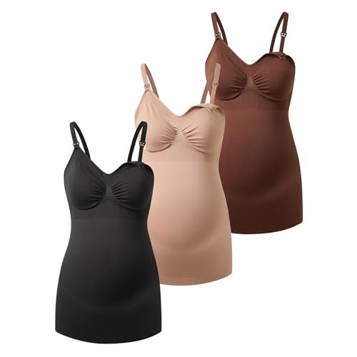 HOFISH Support Nursing Tank Tops for Breastfeeding, Comfort Stretch Maternity Camisoles