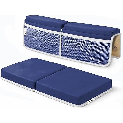 Rylor Premium Baby Bath Kneeler Mat & Elbow Rest Pad Set – Comfortable Bath Kneeler and Elbow Kneeling Rest Pad for Parents, Extra Long 26'', 2.4'' Thick, Non-Slip Support for Easy Bath Time (Blue)