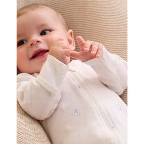 4 Pack Zip Footie Pale Blue Bear Pack - Purebaby | Maisonette