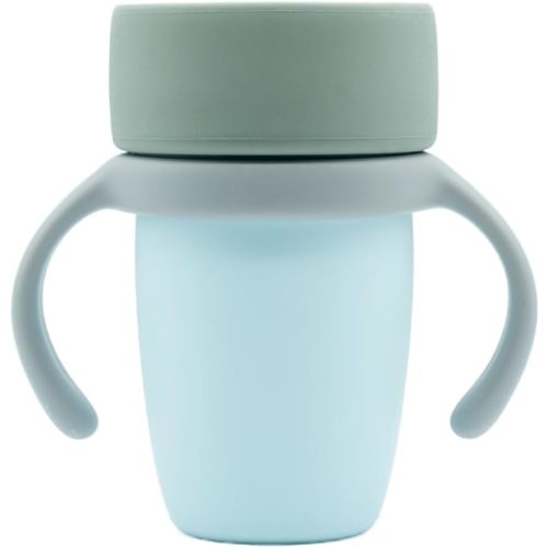WeeSprout Baby Training Cup - Silicone Sippy Cup with Removable Handles for Weaning Off Bottle - Transition Spill-Proof Toddler Cups - No-Spill Design (Sky/Matte Green/Light Gray)