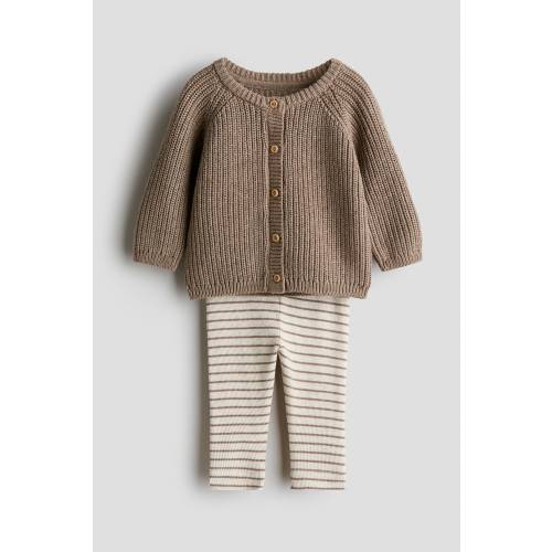 Beige/striped 2-Piece Cotton-Knit Set for kids | H&M US