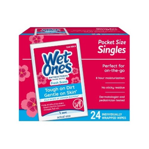 Wet Ones Antibacterial Hand Wipes Singles - Fresh Scent - 24ct