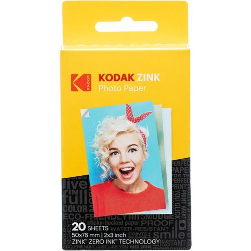 KODAK 2x3 Premium Sticky-Backed ZINK Photo Paper (20 Sheets) - Compatible With Kodak Step, Step Slim, Printomatic, Printomatic+, Smile+, Step Touch