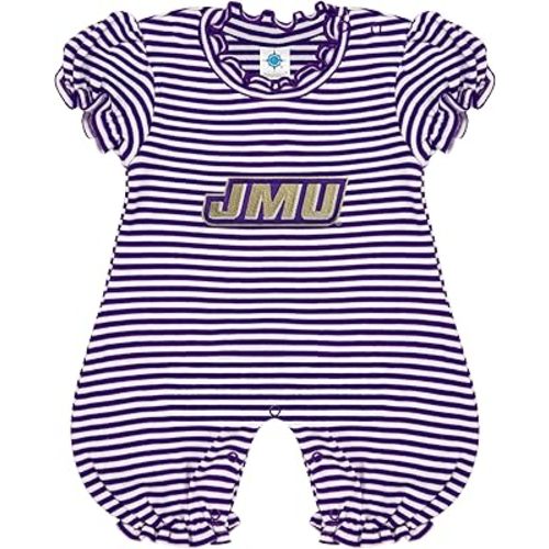 Creative Knitwear College Baby Striped Puff Sleeve Romper - Team Logo, Many Colors, for Girls (Newborn-12 Months)