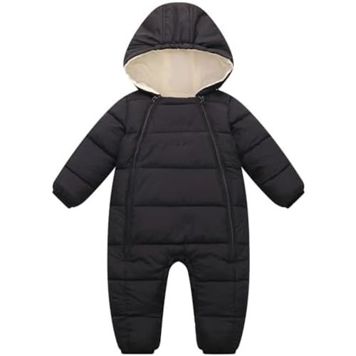 Newborn Baby Girls Boys Snowsuit Toddler Winter Coat Warm Hooded Infant Double Zipper Romper One Piece Puffer Coat