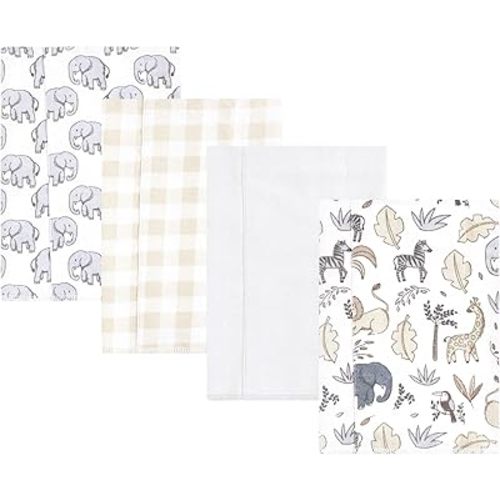 Hudson Baby Unisex Baby Cotton Flannel Burp Cloths, Neutral Safari, One Size