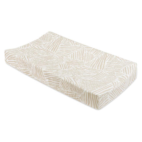 Quilted Changing Pad Cover In GOTS Certified Organic Muslin Cotton - Oat Stripe