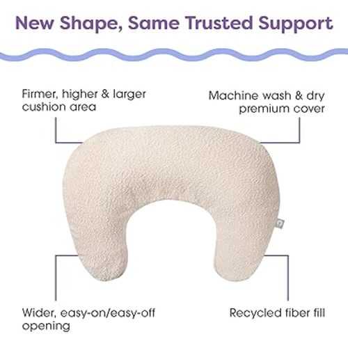 Boppy Nursing Pillow - Ergonomic Bottle & Breastfeeding Pillow with High, Firm, Large Area, Water-Repellent Cushion with Washable Cover; Baby Safety Alliance Verified - Oatmeal Boucle