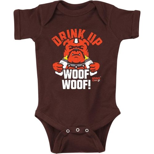 Drink Up Woof Woof Baby Apparel for Cleveland Football Fans (NB-7T)