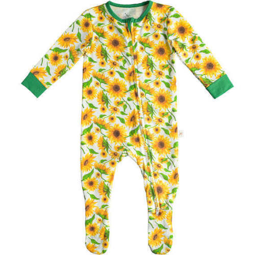 Double Zip Footed One Piece PJ, Summer Sunflowers - Moon Breeze Mercantile | Maisonette