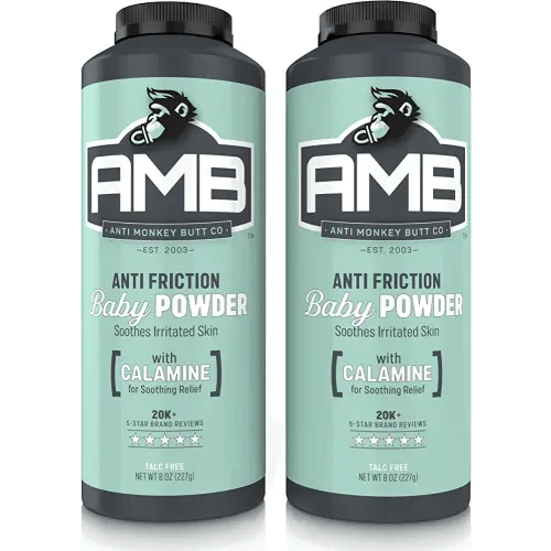 Anti Monkey Butt Baby Powder with Calamine - Talc-Free Diaper Rash & Anti-Chafing Relief - Cornstarch Formula for Itch & Moisture Protection - Hypoallergenic - 8 oz - Pack of 2