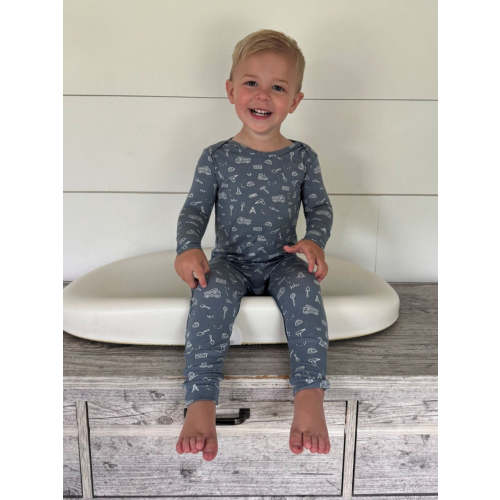 Construction Dark Blue Convertible Footie Pajamas | günamüna
