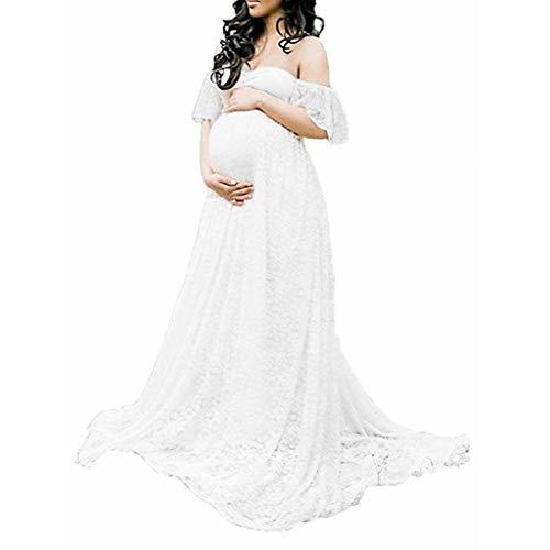 Maternity Photography Props Floral Lace Dress Fancy Pregnancy Gown for Baby Shower Photo Shoot