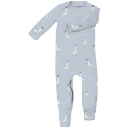GUNAMUNA Convertible Baby Footie Pajamas, 2-in-1 Romper with Diaper-ZiP, Fold-Over Mittens & Cuffs