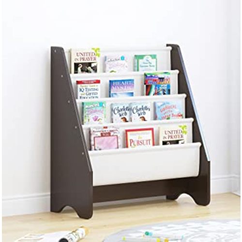 UTEX Kids Sling Bookshelf - Kids Magazine Rack with Organizer, Book Organizer (Espresso)