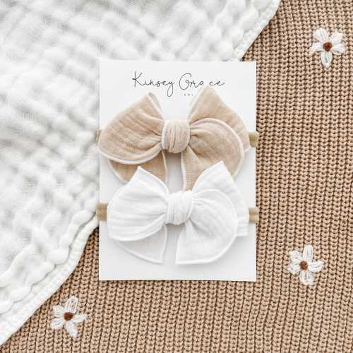 Neutral Fable Bow Set, Baby Girl Bows, Baby Headbands, Newborn Bow Headband, Toddler Hair Clips, Headband Set, Baby Bow Set, Girls Hair Bow