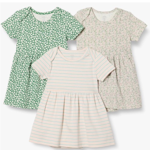 Amazon Essentials Baby Girls' Short Sleeve Bodysuit Dress, Everyday Dresses