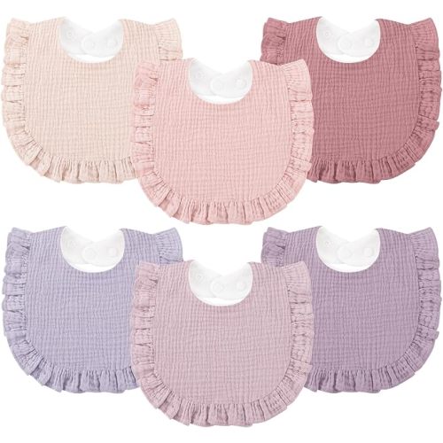Bearmoss 6 Pack Muslin Baby Bibs for Drooling and Teething, Soft Bibs for Girls, Boys, Newborn