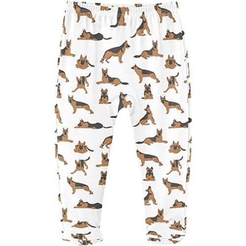 Baby Footed Pants German Shepherd Roomy Fit Pull on Bottoms 100% Cotton for Infant Unisex Boys&Girls
