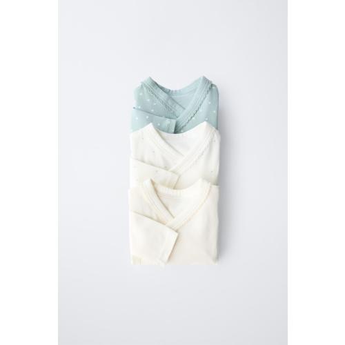 THREE-PACK OF KIMONO NECK STAR BODYSUITS, SOFT QUALITY - Sea green | ZARA United States