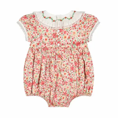 Celestine Red Floral Smocked Romper | Over The Moon