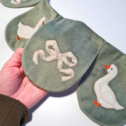 Goose Nursery Garland: Handmade Cotton Bunting with Embroidered Bows, Ships from USA