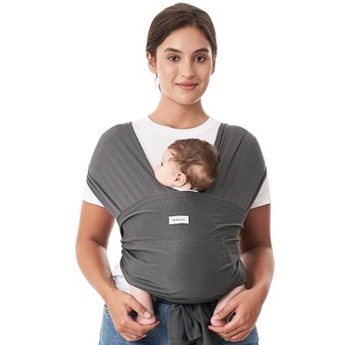 Momcozy Baby Carrier AirMesh - The Perfect Summer Water Sling for Newborns to Toddler 8-35 lbs - Cooling, Breathable and Lightweight Baby Wrap, Nice for Summer, Pool, Beach, Swimming, Charcoal Gray