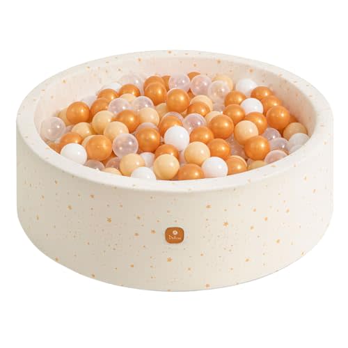 Dodozen Foam Ball Pit 35.4"x 11.8" for Toddlers and Kids,Round Ball Pool Indoor Outdoor Baby Playpen,Ideal Gift for Infants,Balls not Included - Golden Stars