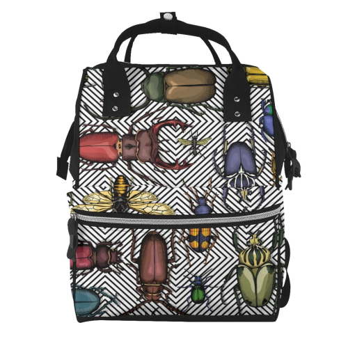 Fuzoiu Bright Insects Print Diaper Bag Backpack,Baby Essentials Travel Tote,Multi function Waterproof Diaper Bag, Travel Essentials Baby Bag - Unisex