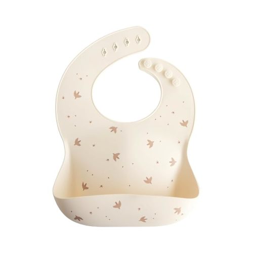 mushie Silicone Baby Bib | Adjustable Fit Waterproof Bibs (Sparrow)